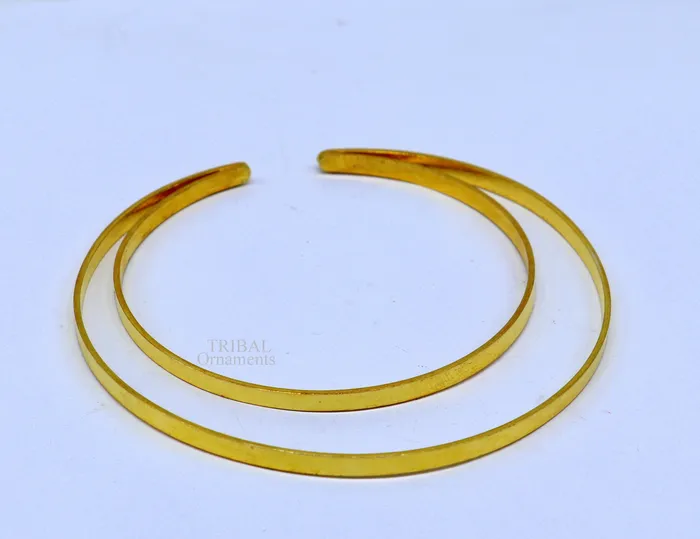 Bracelets TRIBAL ORNAMENTS 925 sterling silver handmade gold polished bangle bracelet double layer cuff kada jewelry tribal belly dance jewelry from india hnssk731
