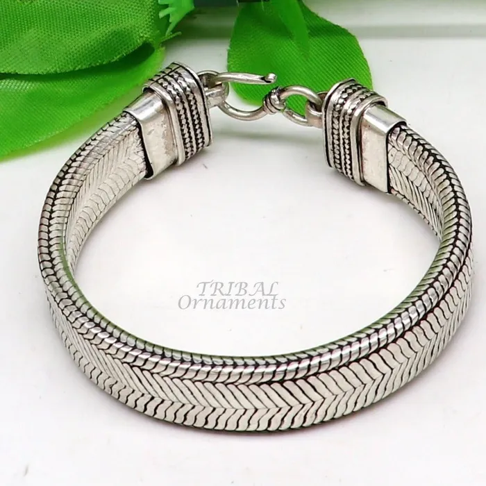 Bracelets TRIBAL ORNAMENTS 925 sterling silver handmade gorgeous vintage design solid wheat chain flexible bracelet belt unisex jewelry from Rajasthan India sbr408 Bracelets TRIBAL ORNAMENTS 925 sterling silver handmade gorgeous vintage design solid wheat chain flexible bracelet belt unisex jewelry from Rajasthan India sbr408