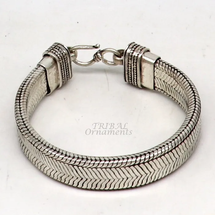 Bracelets TRIBAL ORNAMENTS 925 sterling silver handmade gorgeous vintage design solid wheat chain flexible bracelet belt unisex jewelry from Rajasthan India sbr408