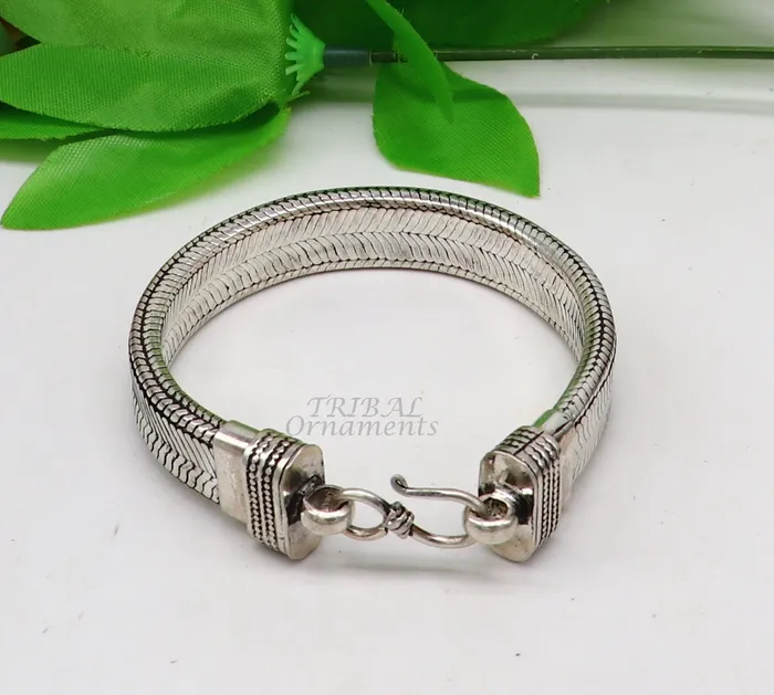 Bracelets TRIBAL ORNAMENTS 925 sterling silver handmade gorgeous vintage design solid wheat chain flexible bracelet belt unisex jewelry from Rajasthan India sbr408