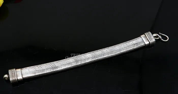 Bracelets TRIBAL ORNAMENTS 925 sterling silver handmade gorgeous vintage design solid wheat chain flexible bracelet belt unisex jewelry from Rajasthan India sbr408