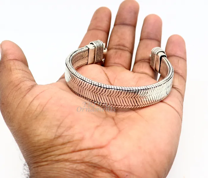 Bracelets TRIBAL ORNAMENTS 925 sterling silver handmade gorgeous vintage design solid wheat chain flexible bracelet belt unisex jewelry from Rajasthan India sbr408