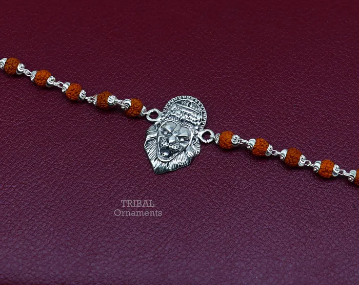 Bracelets TRIBAL ORNAMENTS 925 sterling silver handmade lord Narsimha Narsingha design Rakhi bracelet amazing Rudraksha bracelet use as daily use jewelry rk210 Bracelets TRIBAL ORNAMENTS 925 sterling silver handmade lord Narsimha Narsingha design Rakhi bracelet amazing Rudraksha bracelet use as daily use jewelry rk210