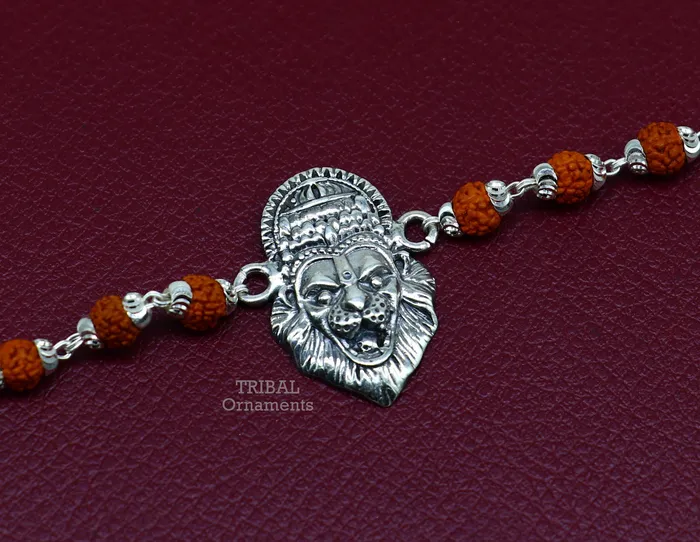 Bracelets TRIBAL ORNAMENTS 925 sterling silver handmade lord Narsimha Narsingha design Rakhi bracelet amazing Rudraksha bracelet use as daily use jewelry rk210 Bracelets TRIBAL ORNAMENTS 925 sterling silver handmade lord Narsimha Narsingha design Rakhi bracelet amazing Rudraksha bracelet use as daily use jewelry rk210