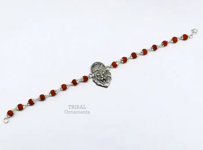 Bracelets TRIBAL ORNAMENTS 925 sterling silver handmade lord Narsimha Narsingha design Rakhi bracelet amazing Rudraksha bracelet use as daily use jewelry rk210 Bracelets TRIBAL ORNAMENTS 925 sterling silver handmade lord Narsimha Narsingha design Rakhi bracelet amazing Rudraksha bracelet use as daily use jewelry rk210