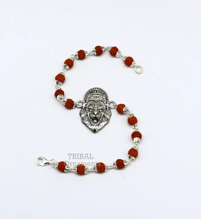 Bracelets TRIBAL ORNAMENTS 925 sterling silver handmade lord Narsimha Narsingha design Rakhi bracelet amazing Rudraksha bracelet use as daily use jewelry rk210 Bracelets TRIBAL ORNAMENTS 925 sterling silver handmade lord Narsimha Narsingha design Rakhi bracelet amazing Rudraksha bracelet use as daily use jewelry rk210
