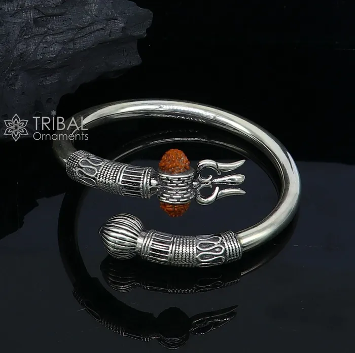 Bracelets TRIBAL ORNAMENTS 925 sterling silver idol shiva trident or trishul bangle pretty customized Babubali bangle kada bracelet unisex designer jewelry nsk756 Bracelets TRIBAL ORNAMENTS 925 sterling silver idol shiva trident or trishul bangle pretty customized Babubali bangle kada bracelet unisex designer jewelry nsk756