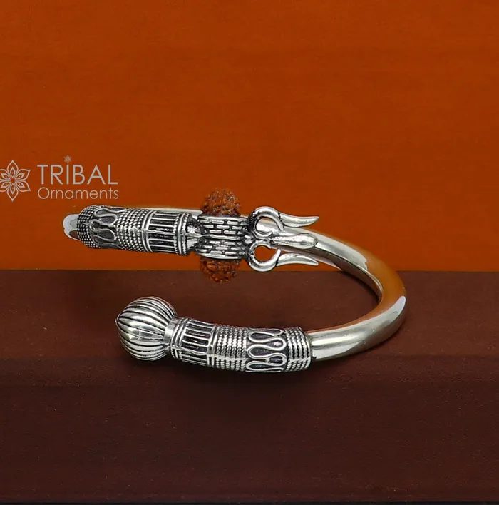 Bracelets TRIBAL ORNAMENTS 925 sterling silver idol shiva trident or trishul bangle pretty customized Babubali bangle kada bracelet unisex designer jewelry nsk756 Bracelets TRIBAL ORNAMENTS 925 sterling silver idol shiva trident or trishul bangle pretty customized Babubali bangle kada bracelet unisex designer jewelry nsk756