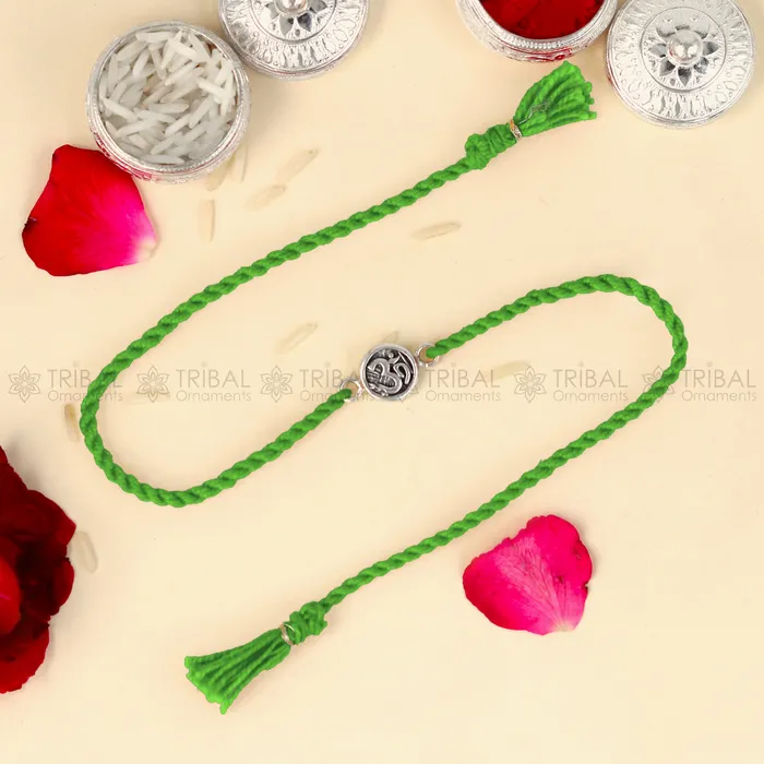 Bracelets TRIBAL ORNAMENTS 925 Sterling silver Lord Om Shiv mantra design pendant Rakhi bracelet Rakshabandhan festival rk358 Bracelets TRIBAL ORNAMENTS 925 Sterling silver Lord Om Shiv mantra design pendant Rakhi bracelet Rakshabandhan festival rk358