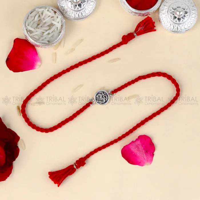 Bracelets TRIBAL ORNAMENTS 925 Sterling silver Lord Om Shiv mantra design pendant Rakhi bracelet Rakshabandhan festival rk358 Bracelets TRIBAL ORNAMENTS 925 Sterling silver Lord Om Shiv mantra design pendant Rakhi bracelet Rakshabandhan festival rk358