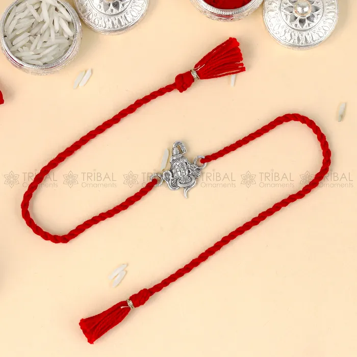 Bracelets TRIBAL ORNAMENTS 925 Sterling silver Lord Shiva Mahadeva design pendant Rakhi bracelet Rakshabandhan festival rk328 Bracelets TRIBAL ORNAMENTS 925 Sterling silver Lord Shiva Mahadeva design pendant Rakhi bracelet Rakshabandhan festival rk328