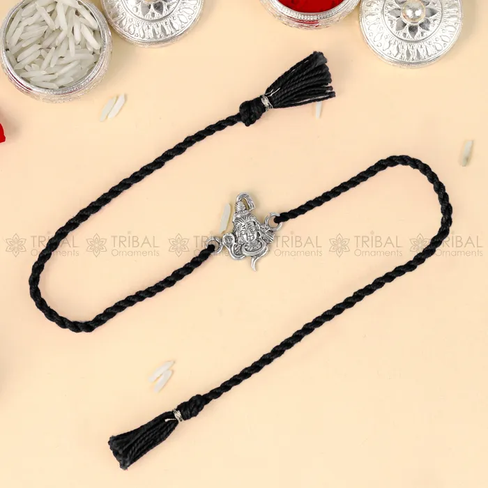 Bracelets TRIBAL ORNAMENTS 925 Sterling silver Lord Shiva Mahadeva design pendant Rakhi bracelet Rakshabandhan festival rk328 Bracelets TRIBAL ORNAMENTS 925 Sterling silver Lord Shiva Mahadeva design pendant Rakhi bracelet Rakshabandhan festival rk328