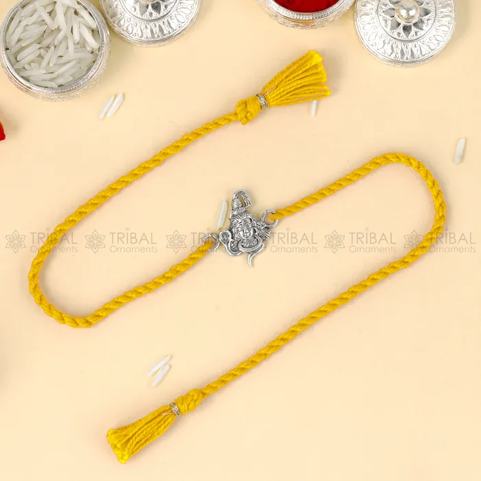 Bracelets TRIBAL ORNAMENTS 925 Sterling silver Lord Shiva Mahadeva design pendant Rakhi bracelet Rakshabandhan festival rk328 Bracelets TRIBAL ORNAMENTS 925 Sterling silver Lord Shiva Mahadeva design pendant Rakhi bracelet Rakshabandhan festival rk328