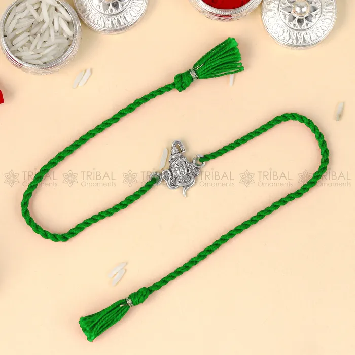 Bracelets TRIBAL ORNAMENTS 925 Sterling silver Lord Shiva Mahadeva design pendant Rakhi bracelet Rakshabandhan festival rk328 Bracelets TRIBAL ORNAMENTS 925 Sterling silver Lord Shiva Mahadeva design pendant Rakhi bracelet Rakshabandhan festival rk328