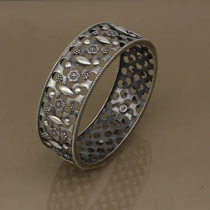 Bracelets TRIBAL ORNAMENTS 925 sterling silver vintage style handcrafted flower design kada bangle bracelet tribal wedding jewelry for girls from india ba98