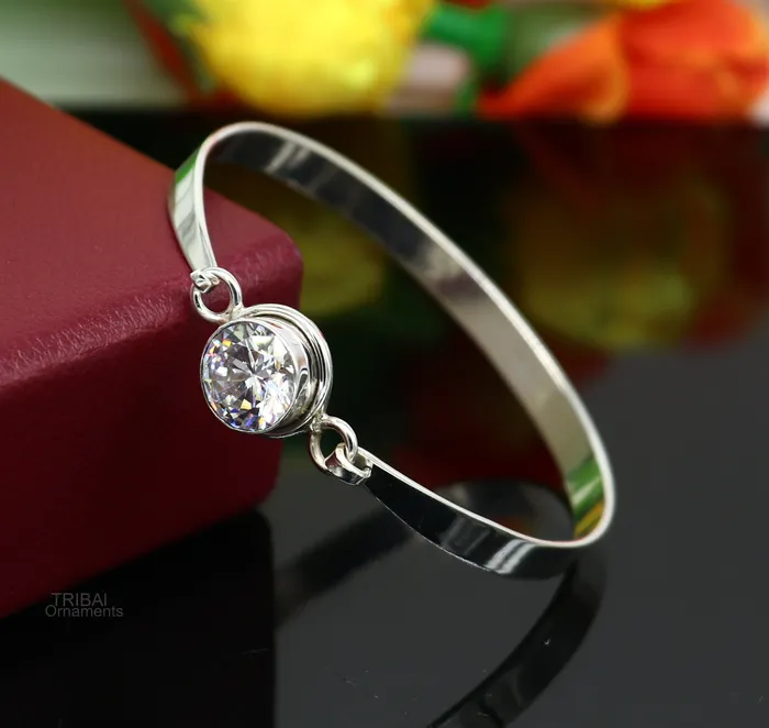 Bracelets TRIBAL ORNAMENTS Elegant 925 sterling silver cubic zircon stone bangle bracelet kada Gorgeous bangle kada best gifting girls cuff bangle jewelry ba133