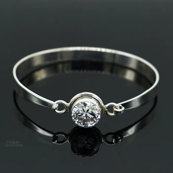 Bracelets TRIBAL ORNAMENTS Elegant 925 sterling silver cubic zircon stone bangle bracelet kada Gorgeous bangle kada best gifting girls cuff bangle jewelry ba133