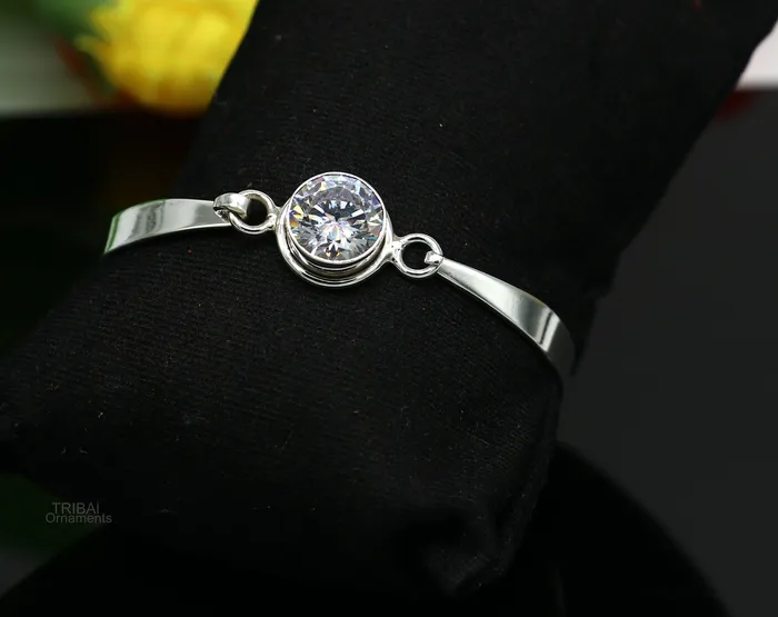 Bracelets TRIBAL ORNAMENTS Elegant 925 sterling silver cubic zircon stone bangle bracelet kada Gorgeous bangle kada best gifting girls cuff bangle jewelry ba133