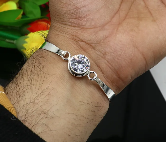 Bracelets TRIBAL ORNAMENTS Elegant 925 sterling silver cubic zircon stone bangle bracelet kada Gorgeous bangle kada best gifting girls cuff bangle jewelry ba133