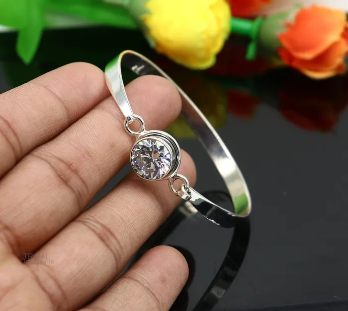 Bracelets TRIBAL ORNAMENTS Elegant 925 sterling silver cubic zircon stone bangle bracelet kada Gorgeous bangle kada best gifting girls cuff bangle jewelry ba133