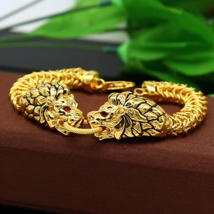 Bracelets TRIBAL ORNAMENTS Indian Traditional cultural lion face design bracelet hallmarked 22kt yellow gold mens bracelet lion head unique wrist bracelet gbr44 Bracelets TRIBAL ORNAMENTS Indian Traditional cultural lion face design bracelet hallmarked 22kt yellow gold mens bracelet lion head unique wrist bracelet gbr44