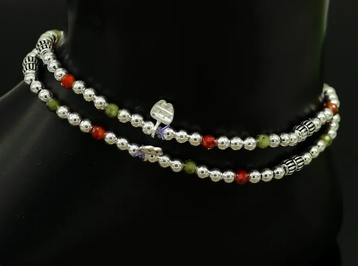 Bracelets TRIBAL ORNAMENTS Modern stylish handmade silver beaded adjustable ankle bracelet excellent belly dance jewelry customized personalized gifting nank 210