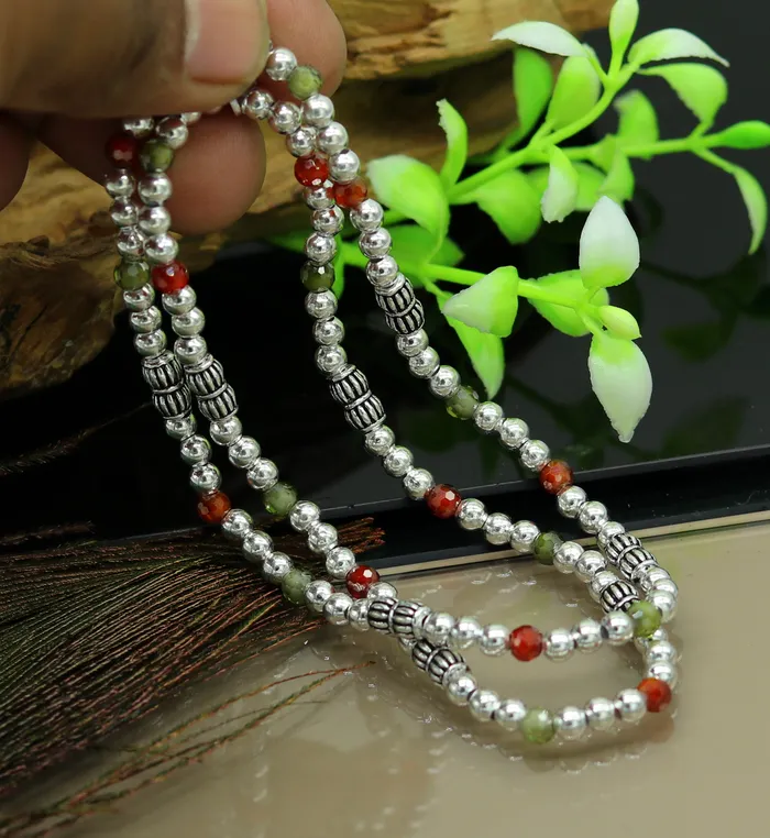 Bracelets TRIBAL ORNAMENTS Modern stylish handmade silver beaded adjustable ankle bracelet excellent belly dance jewelry customized personalized gifting nank 210 Bracelets TRIBAL ORNAMENTS Modern stylish handmade silver beaded adjustable ankle bracelet excellent belly dance jewelry customized personalized gifting nank 210