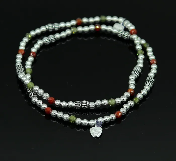 Bracelets TRIBAL ORNAMENTS Modern stylish handmade silver beaded adjustable ankle bracelet excellent belly dance jewelry customized personalized gifting nank 210 Bracelets TRIBAL ORNAMENTS Modern stylish handmade silver beaded adjustable ankle bracelet excellent belly dance jewelry customized personalized gifting nank 210