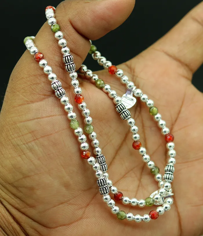 Bracelets TRIBAL ORNAMENTS Modern stylish handmade silver beaded adjustable ankle bracelet excellent belly dance jewelry customized personalized gifting nank 210 Bracelets TRIBAL ORNAMENTS Modern stylish handmade silver beaded adjustable ankle bracelet excellent belly dance jewelry customized personalized gifting nank 210