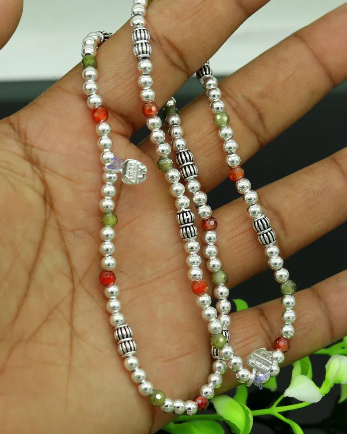 Bracelets TRIBAL ORNAMENTS Modern stylish handmade silver beaded adjustable ankle bracelet excellent belly dance jewelry customized personalized gifting nank 210 Bracelets TRIBAL ORNAMENTS Modern stylish handmade silver beaded adjustable ankle bracelet excellent belly dance jewelry customized personalized gifting nank 210