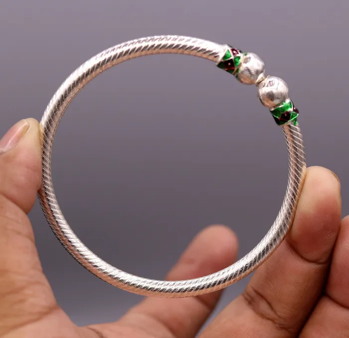 Bracelets TRIBAL ORNAMENTS sterling silver Handmade vintage antique design silver bangle bracelet pair tribal belly dance jewelry from rajasthan india ba14