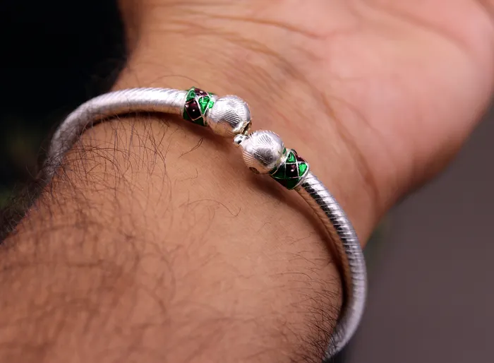 Bracelets TRIBAL ORNAMENTS sterling silver Handmade vintage antique design silver bangle bracelet pair tribal belly dance jewelry from rajasthan india ba14