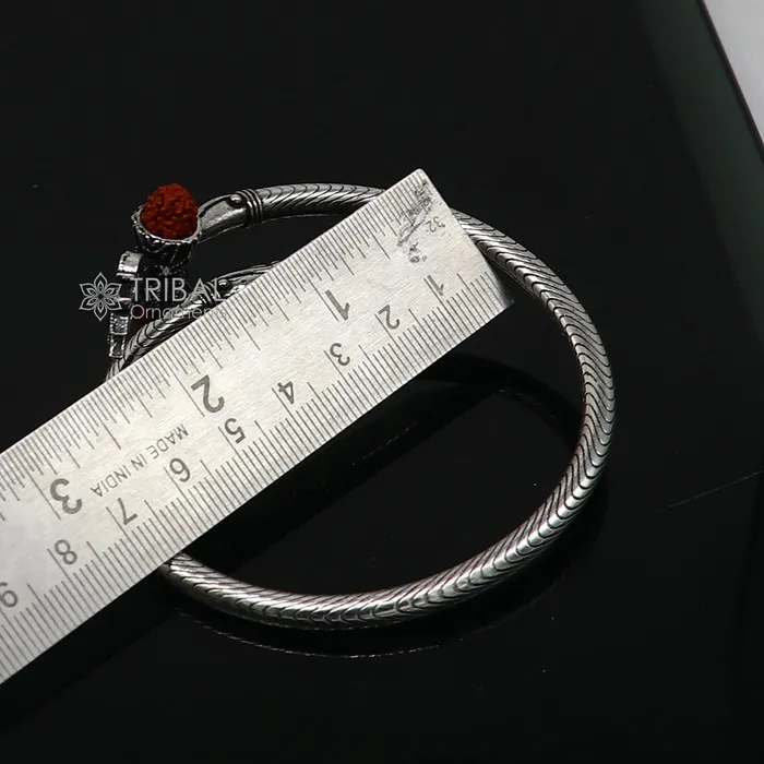 Bracelets TRIBAL ORNAMENTS Trendy Lord Shiva trident trishul trishool kada 925 Sterling silver handmade bangle bracelet with natural Rudraksha magical kada nsk744