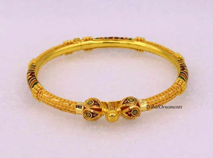 Bracelets TRIBAL ORNAMENTS Vintage antique design handmade kada bangle 22kt yellow gold womens excellent jewelry From Rajasthan India Bracelets TRIBAL ORNAMENTS Vintage antique design handmade kada bangle 22kt yellow gold womens excellent jewelry From Rajasthan India