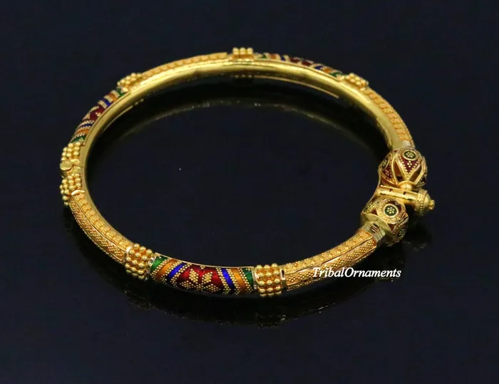 Bracelets TRIBAL ORNAMENTS Vintage antique design handmade kada bangle 22kt yellow gold womens excellent jewelry From Rajasthan India Bracelets TRIBAL ORNAMENTS Vintage antique design handmade kada bangle 22kt yellow gold womens excellent jewelry From Rajasthan India