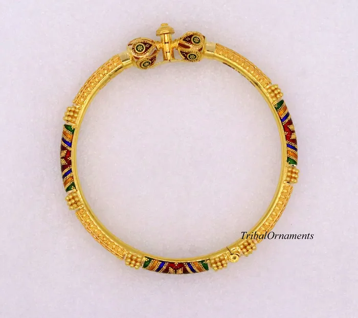 Bracelets TRIBAL ORNAMENTS Vintage antique design handmade kada bangle 22kt yellow gold womens excellent jewelry From Rajasthan India Bracelets TRIBAL ORNAMENTS Vintage antique design handmade kada bangle 22kt yellow gold womens excellent jewelry From Rajasthan India