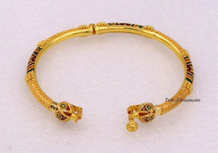 Bracelets TRIBAL ORNAMENTS Vintage antique design handmade kada bangle 22kt yellow gold womens excellent jewelry From Rajasthan India Bracelets TRIBAL ORNAMENTS Vintage antique design handmade kada bangle 22kt yellow gold womens excellent jewelry From Rajasthan India