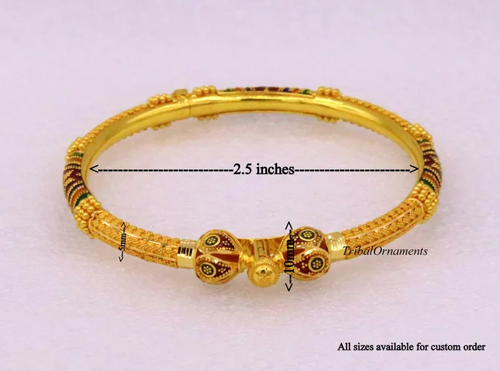 Bracelets TRIBAL ORNAMENTS Vintage antique design handmade kada bangle 22kt yellow gold womens excellent jewelry From Rajasthan India Bracelets TRIBAL ORNAMENTS Vintage antique design handmade kada bangle 22kt yellow gold womens excellent jewelry From Rajasthan India