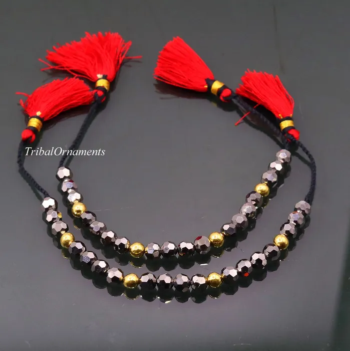 Bracelets TRIBAL ORNAMENTS Vintage design handmade 20kt yellow gold wax beads with Gray stone size free cuff bracelet Nazarmaniya ethnic jewelry best gift for girls Bracelets TRIBAL ORNAMENTS Vintage design handmade 20kt yellow gold wax beads with Gray stone size free cuff bracelet Nazarmaniya ethnic jewelry best gift for girls