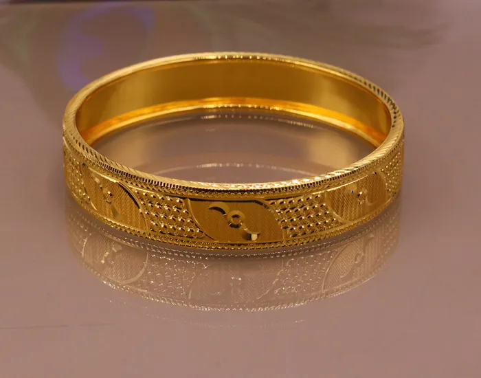 Certified 22kt yellow gold handmade solid bangle bracelet kada jewelry fabulous diamond cut designer jewelry for womens ba46 TRIBAL ORNAMENTS Bracelets