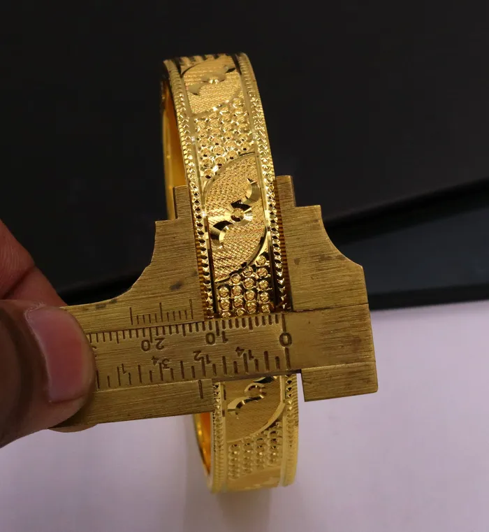 Certified 22kt yellow gold handmade solid bangle bracelet kada jewelry fabulous diamond cut designer jewelry for womens ba46 TRIBAL ORNAMENTS Bracelets