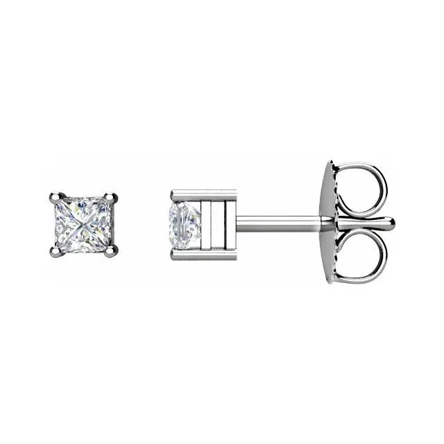 Charles Colvard Earrings Princess Center 4 Prong Earrings