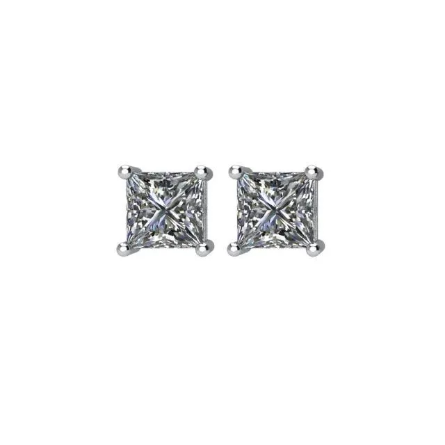 Charles Colvard Earrings Princess Center 4 Prong Earrings