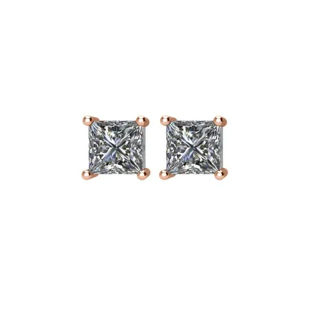 Charles Colvard Earrings Princess Center 4 Prong Earrings