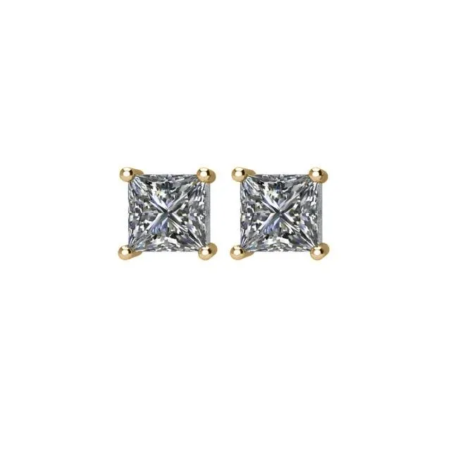 Charles Colvard Earrings Princess Center 4 Prong Earrings
