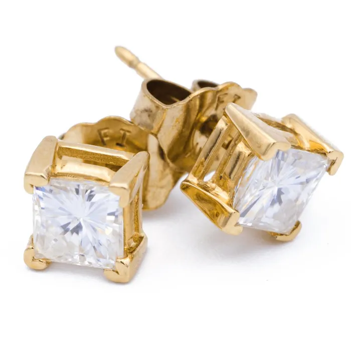 Charles Colvard Earrings Princess Center 4 Prong Earrings