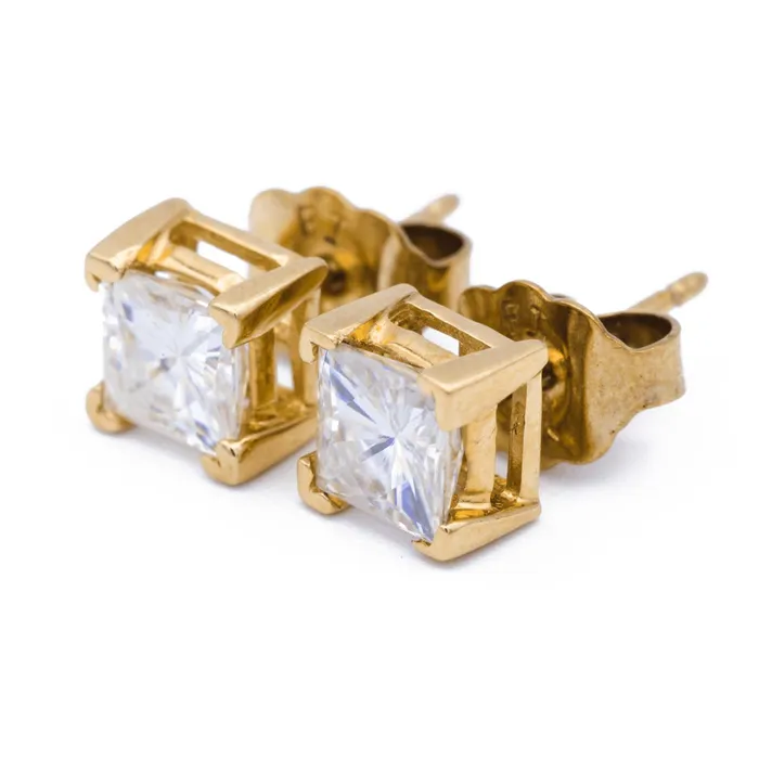 Charles Colvard Earrings Princess Center 4 Prong Earrings