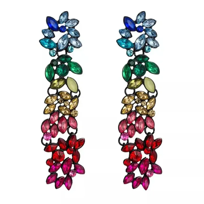 Crystal Flower EarringsLong Drop DangleRhinestone Acrylic Earrings for Women Jewelvers Earrings Crystal Flower EarringsLong Drop DangleRhinestone Acrylic Earrings for Women Jewelvers Earrings
