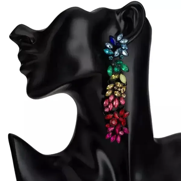 Crystal Flower EarringsLong Drop DangleRhinestone Acrylic Earrings for Women Jewelvers Earrings Crystal Flower EarringsLong Drop DangleRhinestone Acrylic Earrings for Women Jewelvers Earrings