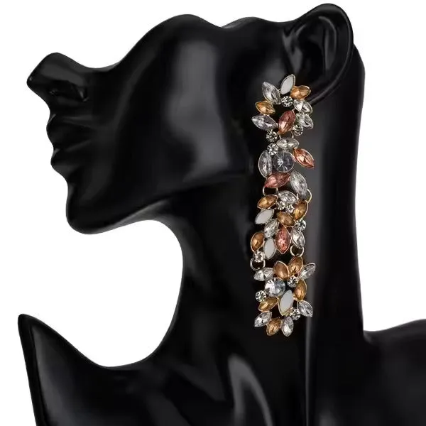 Crystal Flower EarringsLong Drop DangleRhinestone Acrylic Earrings for Women Jewelvers Earrings Crystal Flower EarringsLong Drop DangleRhinestone Acrylic Earrings for Women Jewelvers Earrings